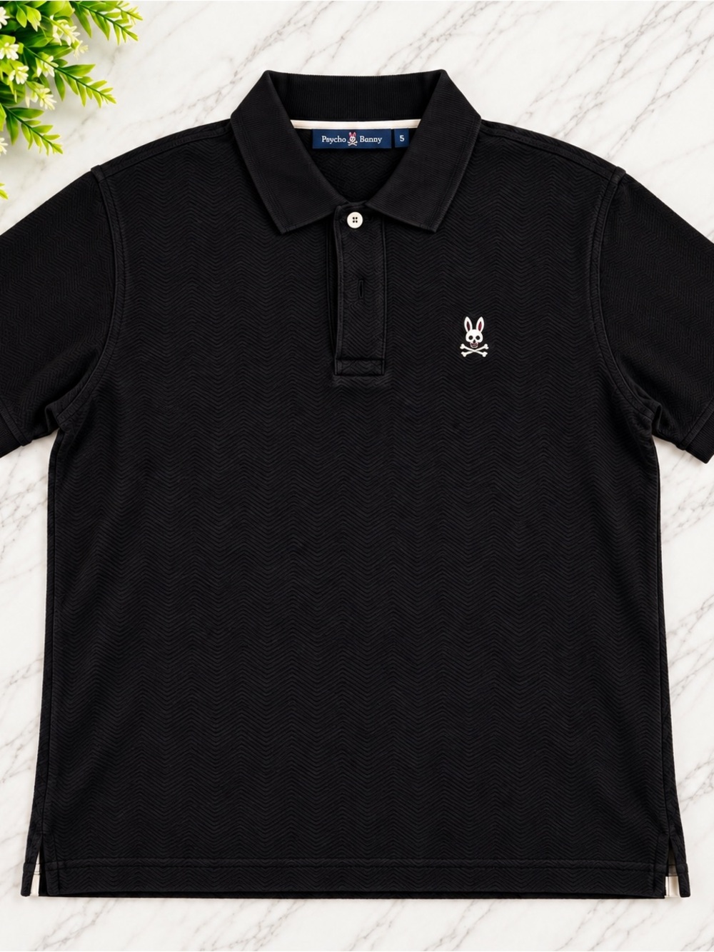 Psycho Bunny Men’s Classic Pima Cotton Polo Black/Darkish Gray Size 5 - Medium